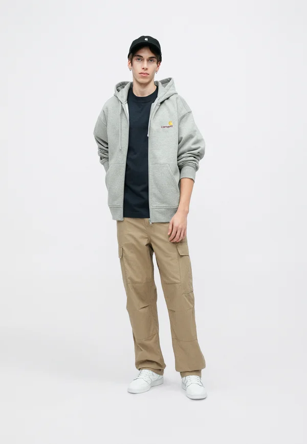 HOODED AMERICAN SCRIPT JACKET - Sweatjacke - grey heather