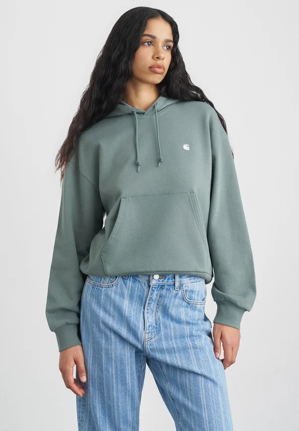 HOODED CASEY - Kapuzenpullover - velvet green/silver-coloured