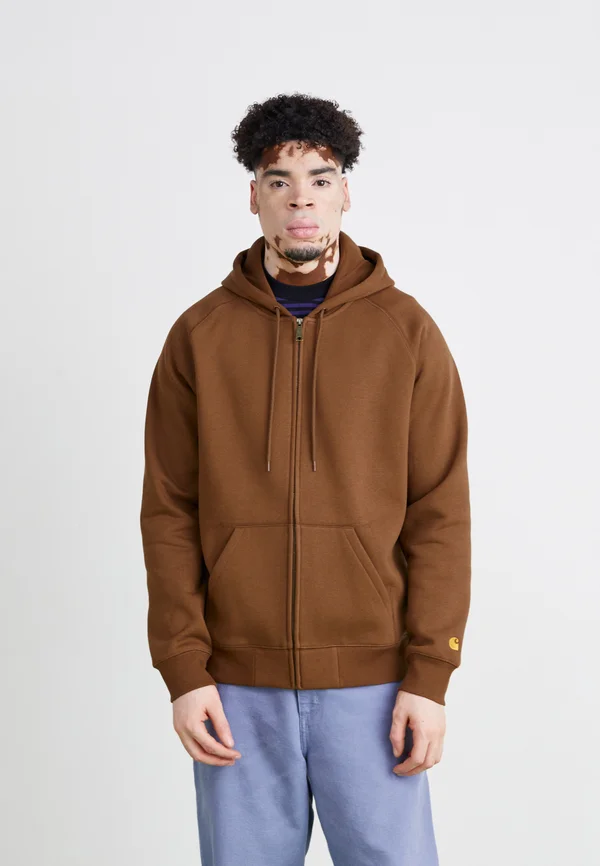 HOODED CHASE JACKET - Kapuzenpullover - chocolate/gold