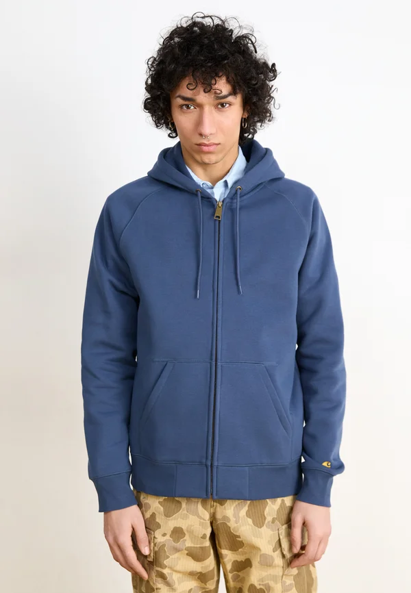 HOODED CHASE JACKET - Kapuzenpullover - dusky blue/gold