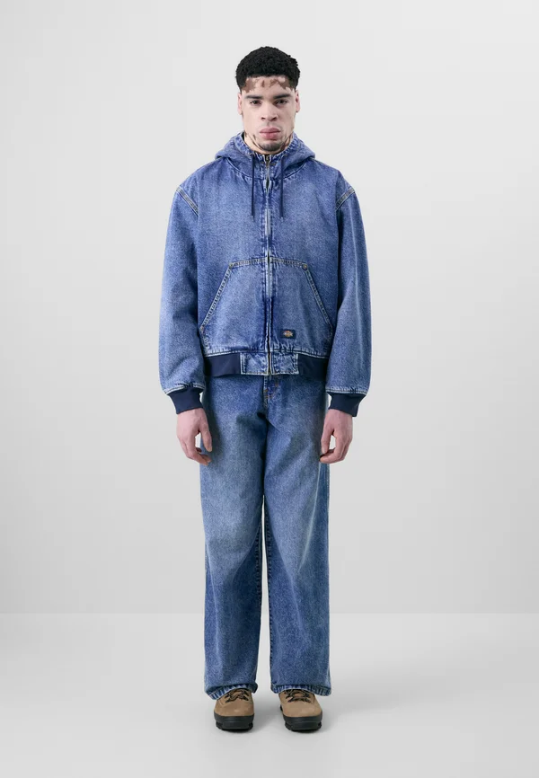 HOODED JACKET - Jeansjacke - rinsed blue