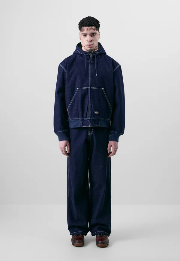 HOODED JACKET - Jeansjacke - rinsed indigo blue
