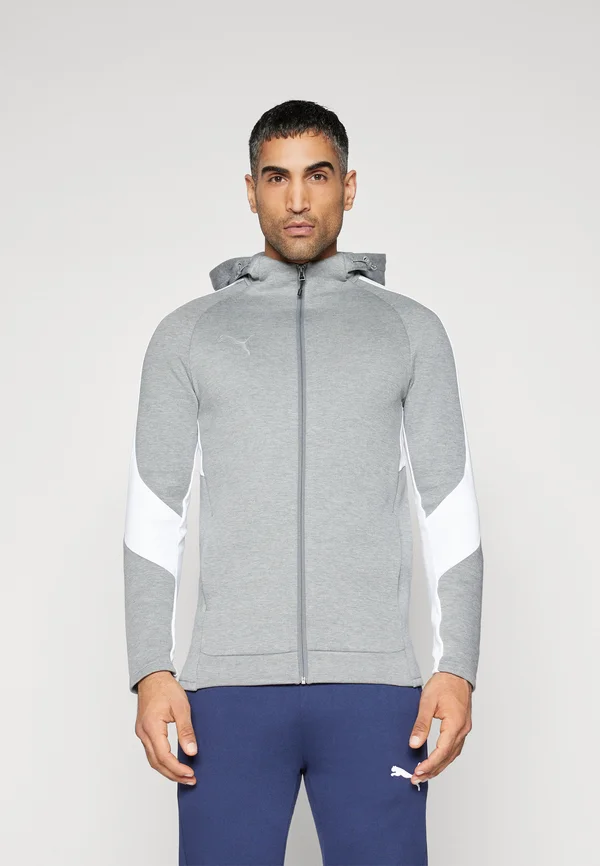 HOODED JACKET - Sweatjacke - medium gray heather/silver/white