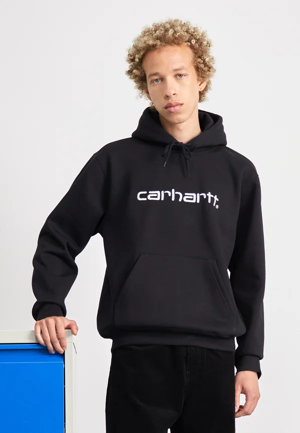 HOODED - Kapuzenpullover - black/white