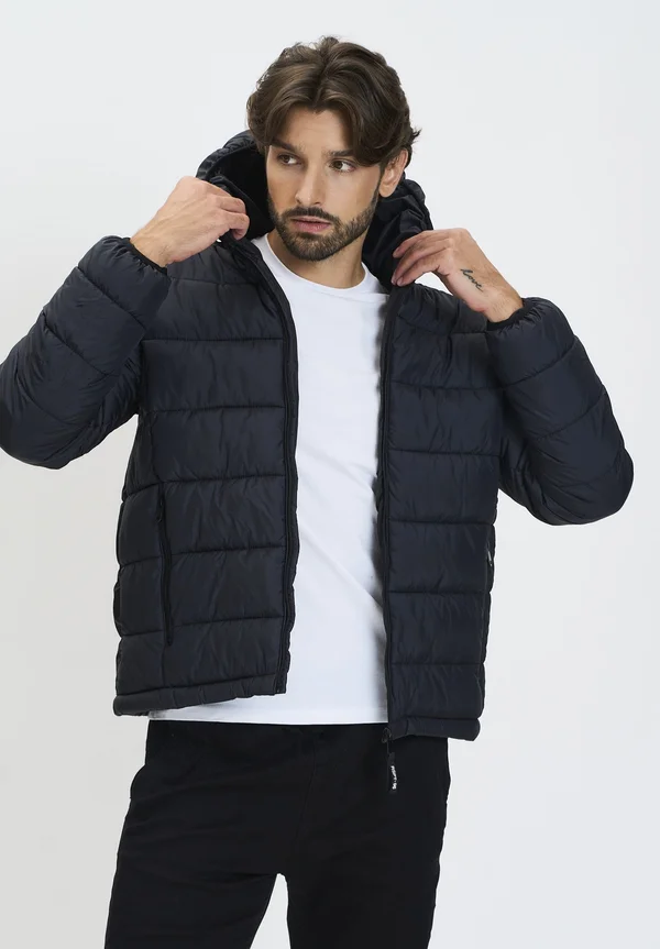 HOODED MIDWEIGHT PUFFER - Winterjacke - black