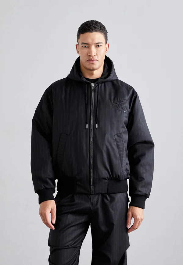 HOODED PINSTRIPED - Bomberjacke - black/gray