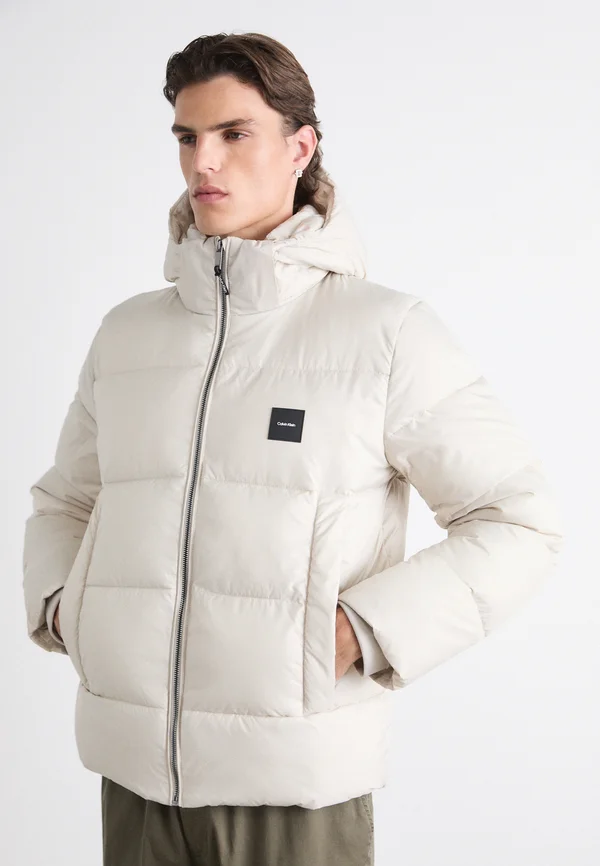 HOODED QUILT PUFFER - Winterjacke - stony beige
