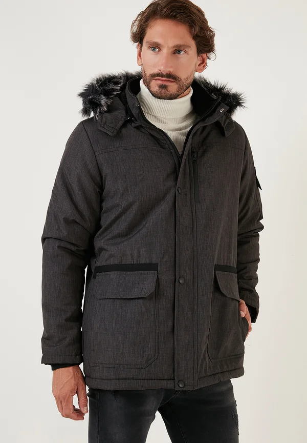 HOODED - Wintermantel - smoked color