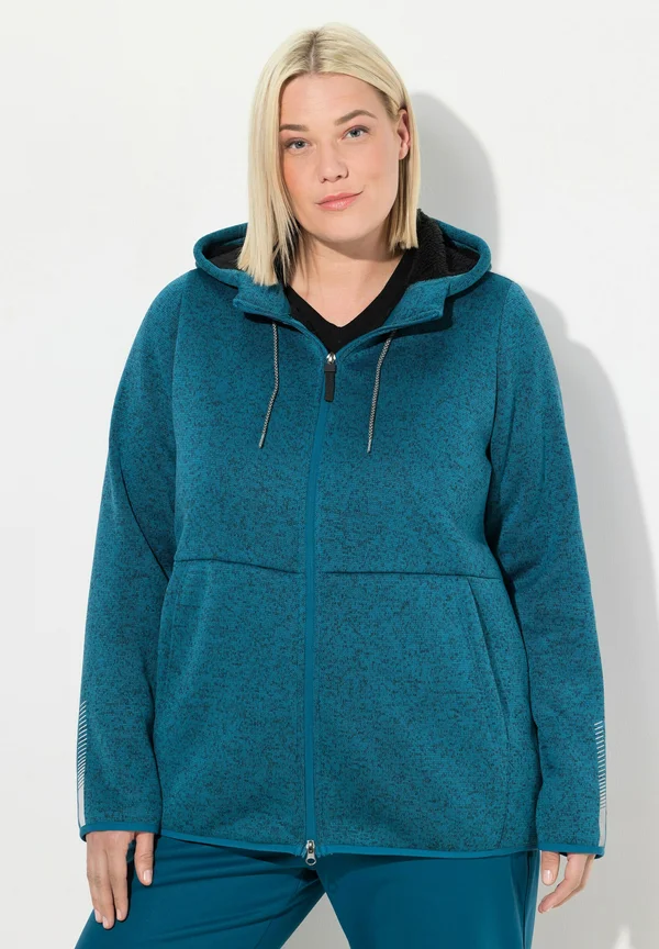 HOODED ZIP FRONT - Strickjacke - dark petrol