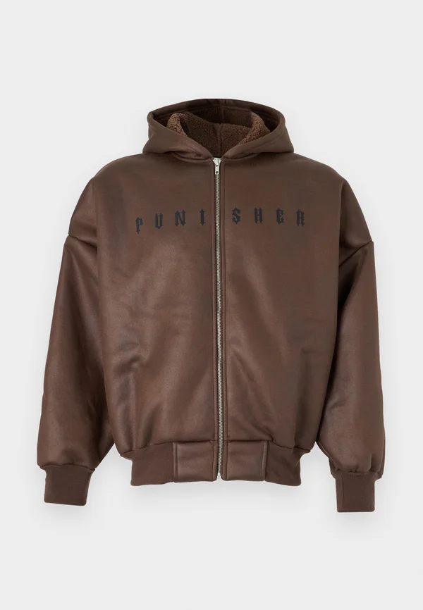 HOODIE JACKET BORG LINED UNISEX - Sweatjacke - brown