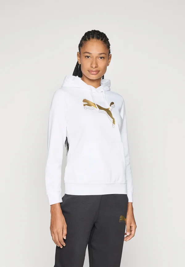 HOODIE - Kapuzenpullover - white/metallic gold-coloured