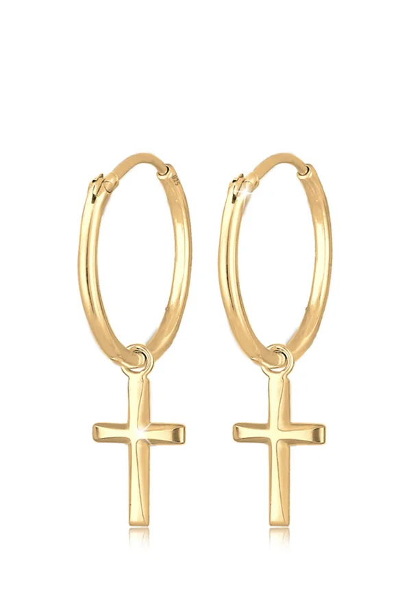 HOOPS CROSS - Ohrringe - gold-coloured