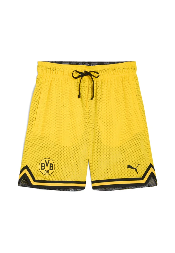 HOOPS DORTMUND - Kurze Sporthose - faster yellow-puma black-aop
