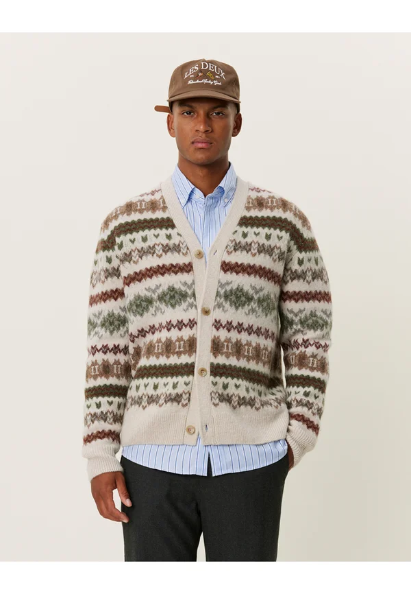 HORDUR FAIR ISLE - Strickjacke - sand