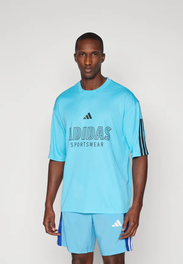 HOUSE OF TIRO SHORT SLEEVE - T-Shirt print - bright cyan/black