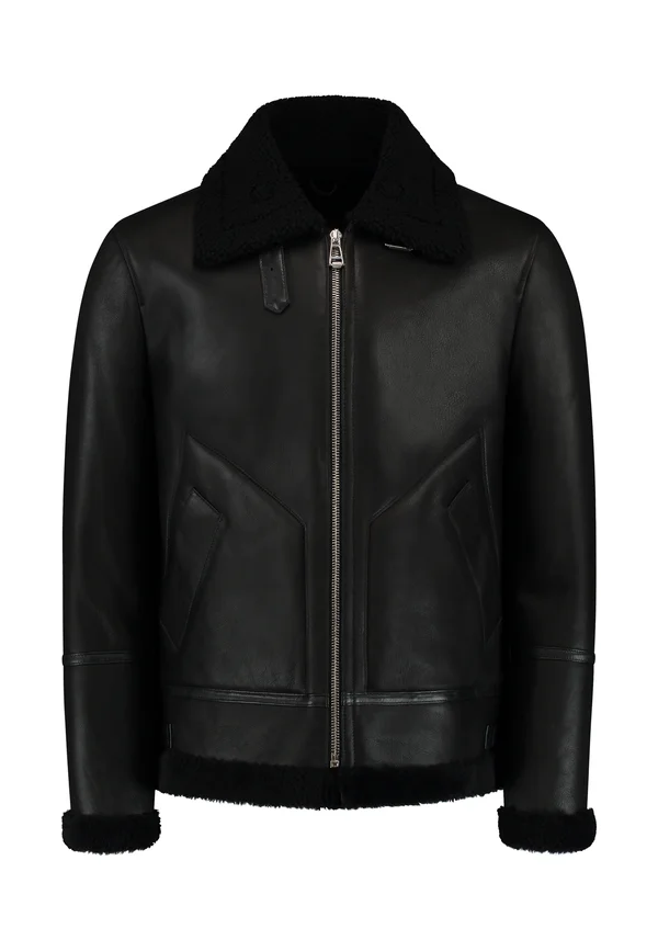 HUNTER SHEARLING LAMMY HERITAGE - Lederjacke - black