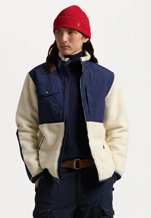 HYBRID FLEECE JACKET - Fleecejacke - winter cream/newport navy