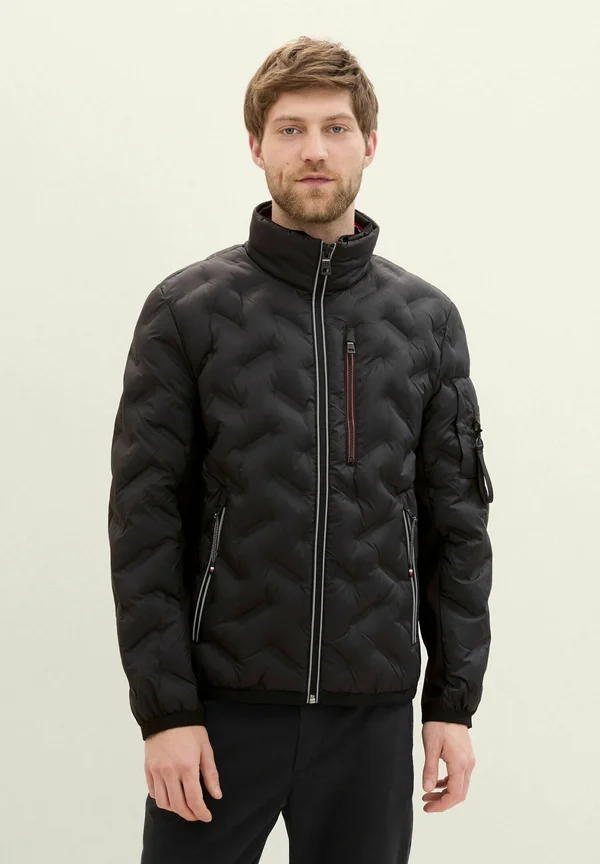 Hybridjacke mit dünner Kapuze - Übergangsjacke - black