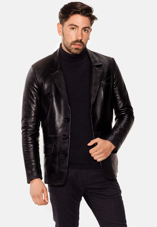 HYPE BLAZER - Lederjacke - black