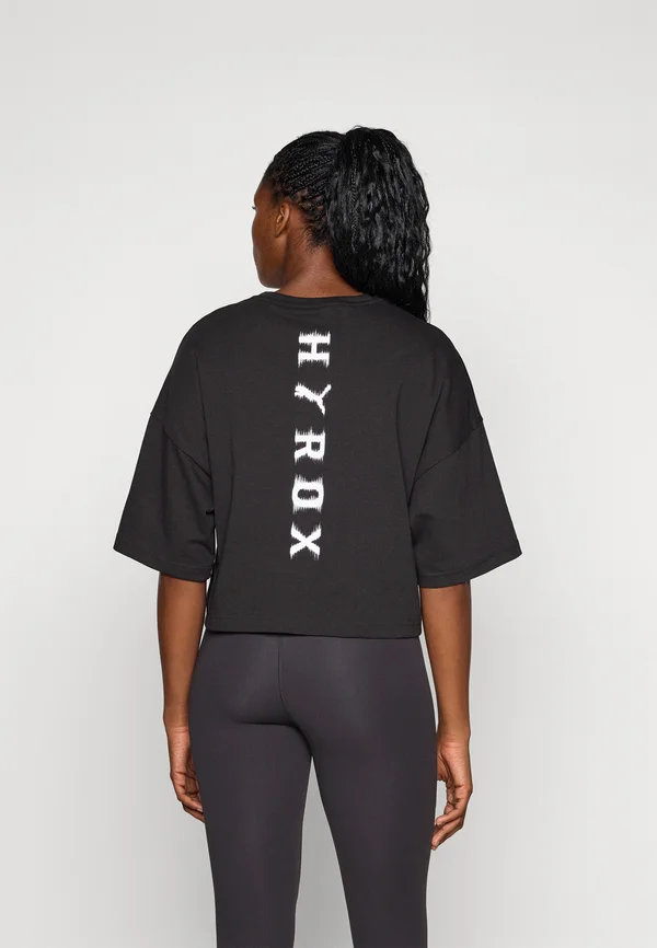 HYROX CROPPED LIFESTYLE TEE - T-Shirt print - black