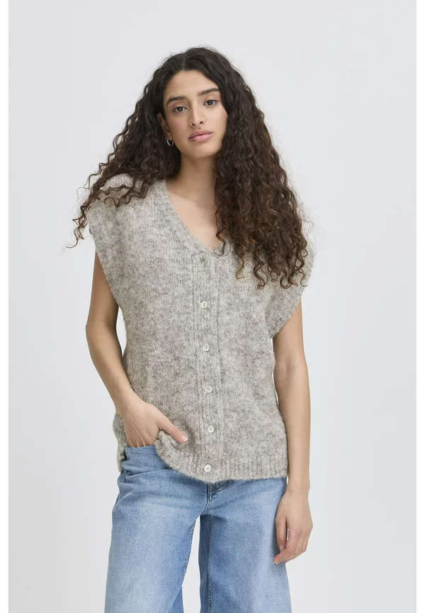 IHBELA - Strickjacke - light grey melange