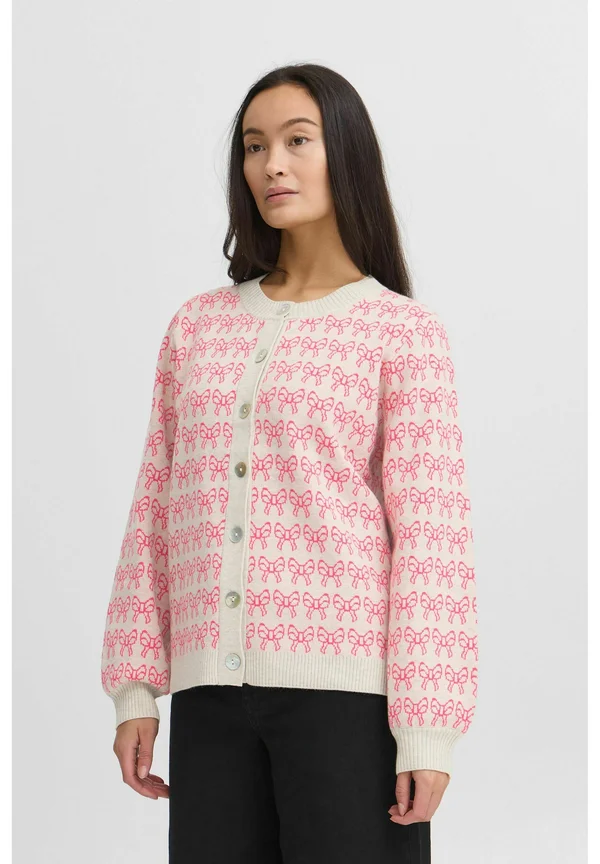IHBRIELLE - Strickjacke - oatmeal w. pink yarrow