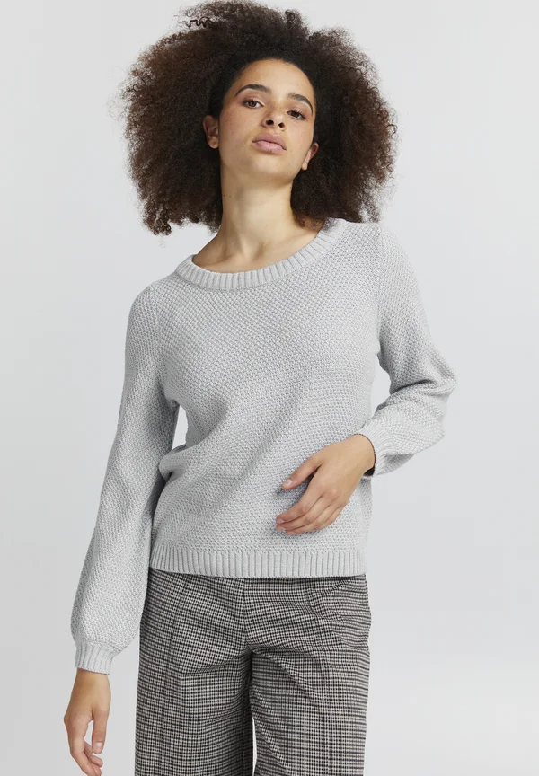 IHNOELLE - Strickpullover - light grey melange