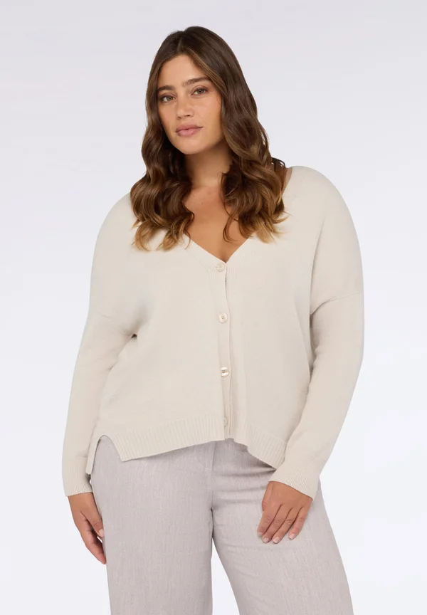 IN CON SCOLLO A V - Strickjacke - bianco