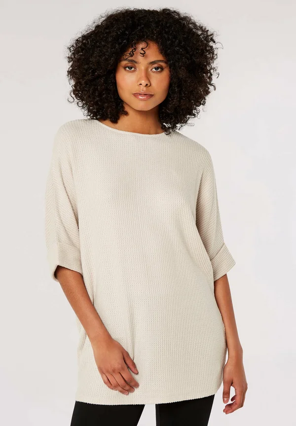 IN WAFFELOPTIK - Strickpullover - stone