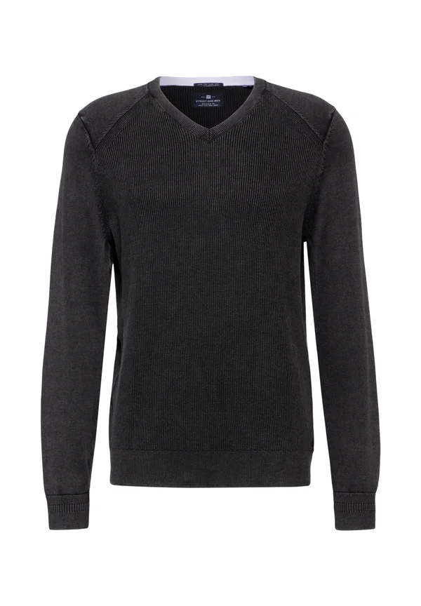 IN WASHED - OPTIK - Strickpullover - schwarz