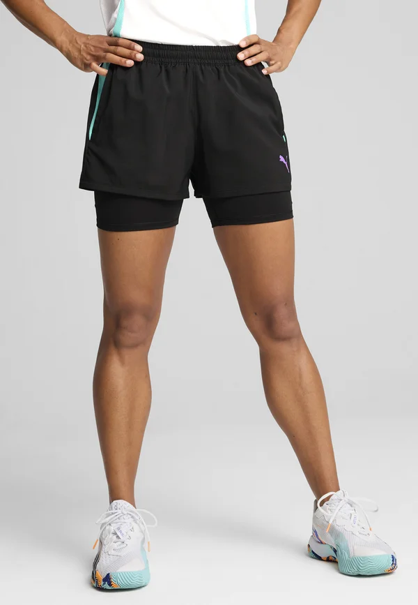 INDIVIDUAL 2-IN-1 PADEL - Kurze Sporthose - black purple glimmer aquatic