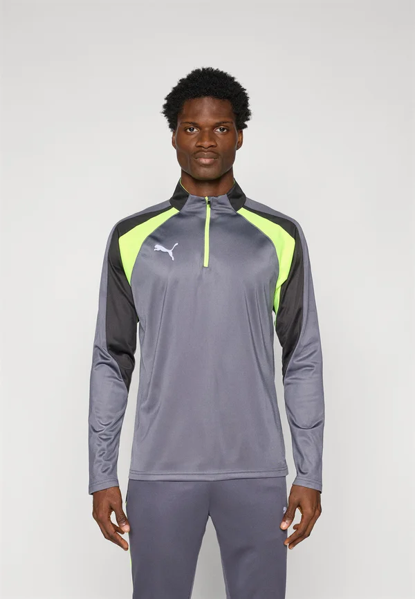 INDIVIDUALLIGA 1/4 ZIP TOP - Langarmshirt - galactic gray/yellow alert