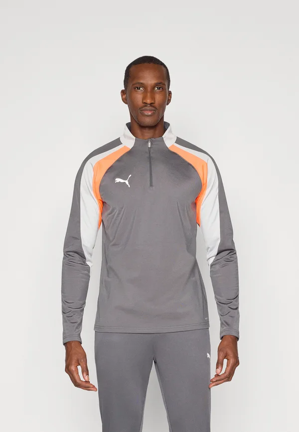 INDIVIDUALLIGA 1/4 ZIP TOP - Langarmshirt - shadow gray/white/glowing red