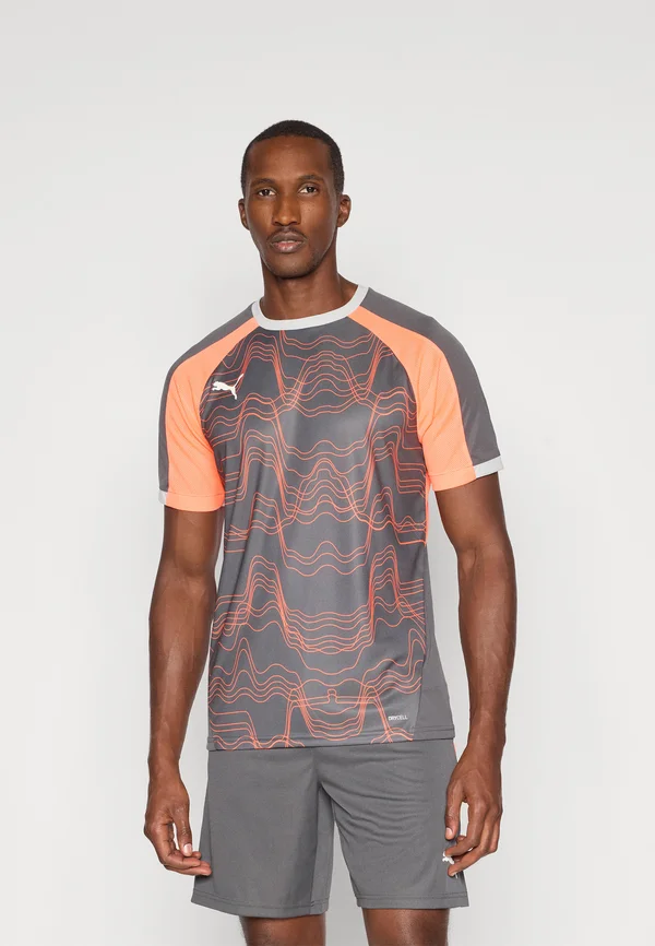 INDIVIDUALLIGA GRAPHIC - Sport T-Shirt - shadow gray/white/glowing red