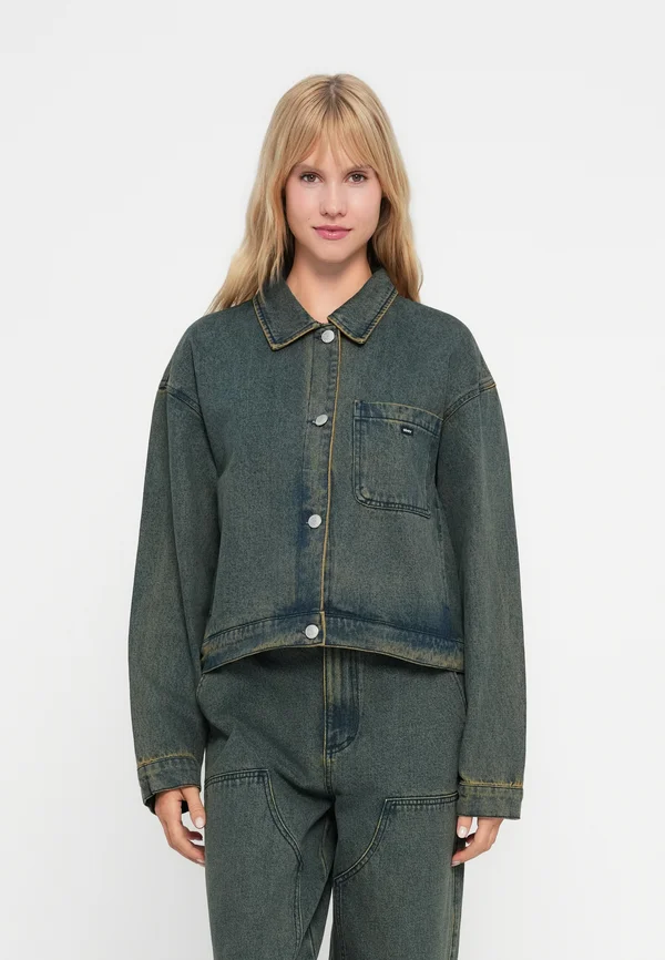 INES JACKET - Jeansjacke - yellow tint wash