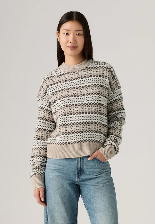 INES  - Strickpullover - mia fairisle v2 c2 taupe heather wool blend