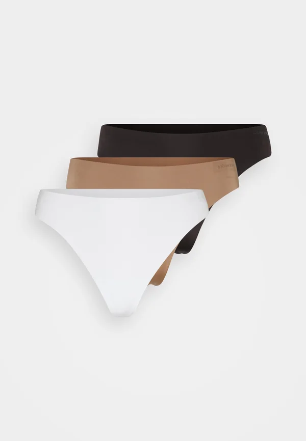 INVISIBLE THONG 3 PACK - String - dark brown/white/nude