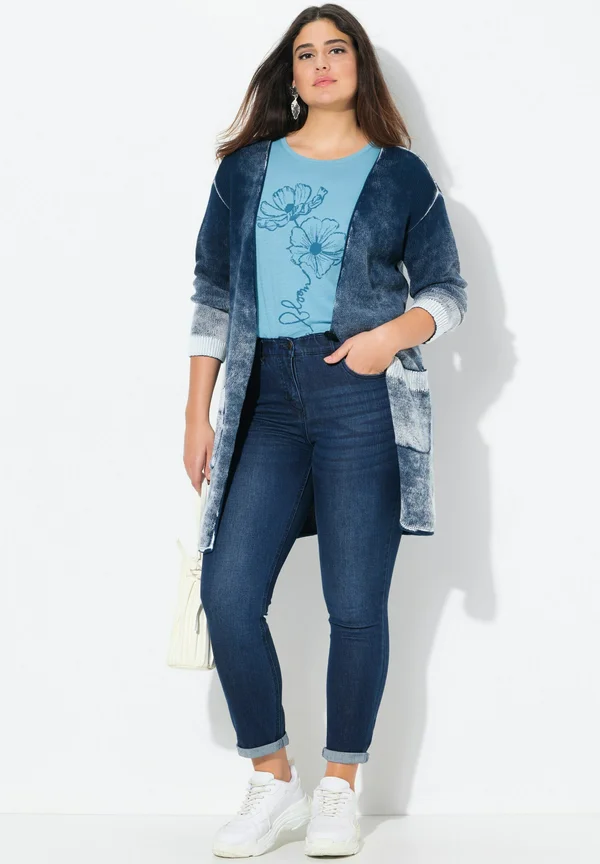 IRREGULAR DYED LONGLINE SINGLE-BUTTON - Strickjacke - marine