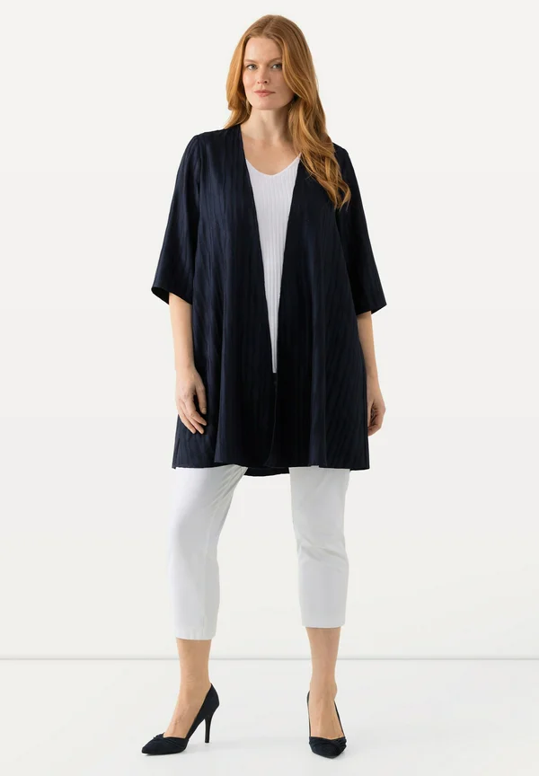 IRREGULAR STRIPED OPEN SHAPE 3/4 SLEEVE  - Strickjacke