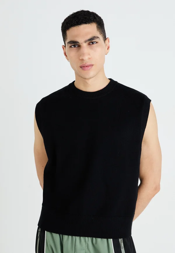 ISAK VEST - Strickpullover - black dark