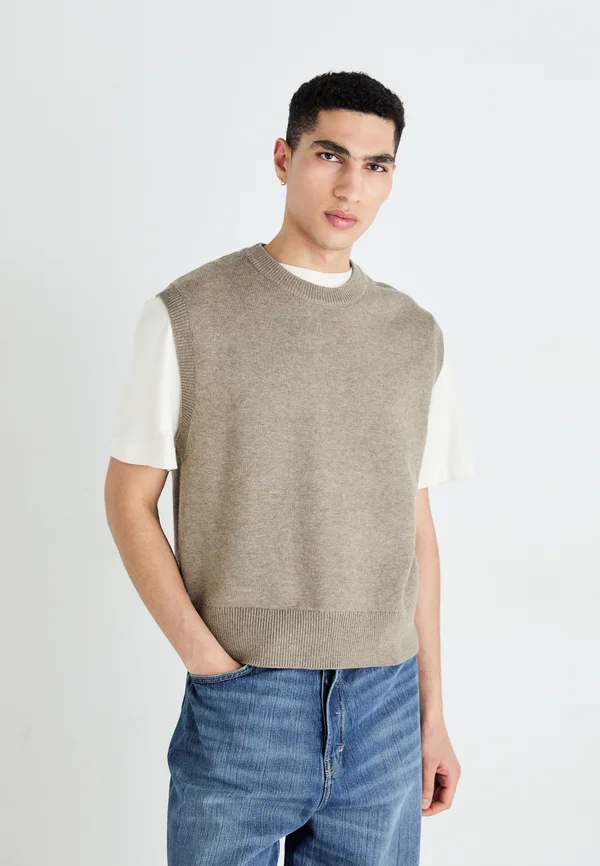 ISAK VEST - Strickpullover - mole dark