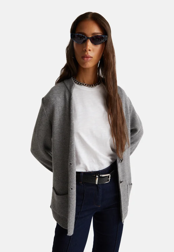 JACKET IN HOT FABRIC - Strickjacke - grey