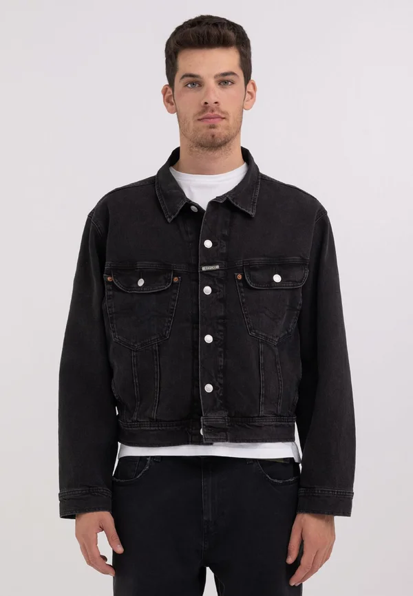 JACKET - Jeansjacke - black delavè