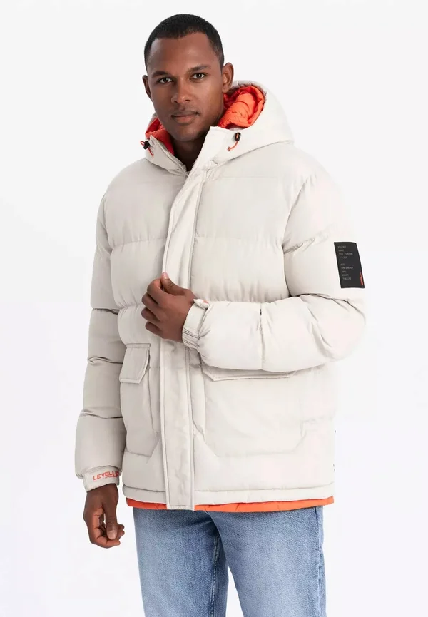 JACKET WITH DOUBLE HOOD - Winterjacke - light grey