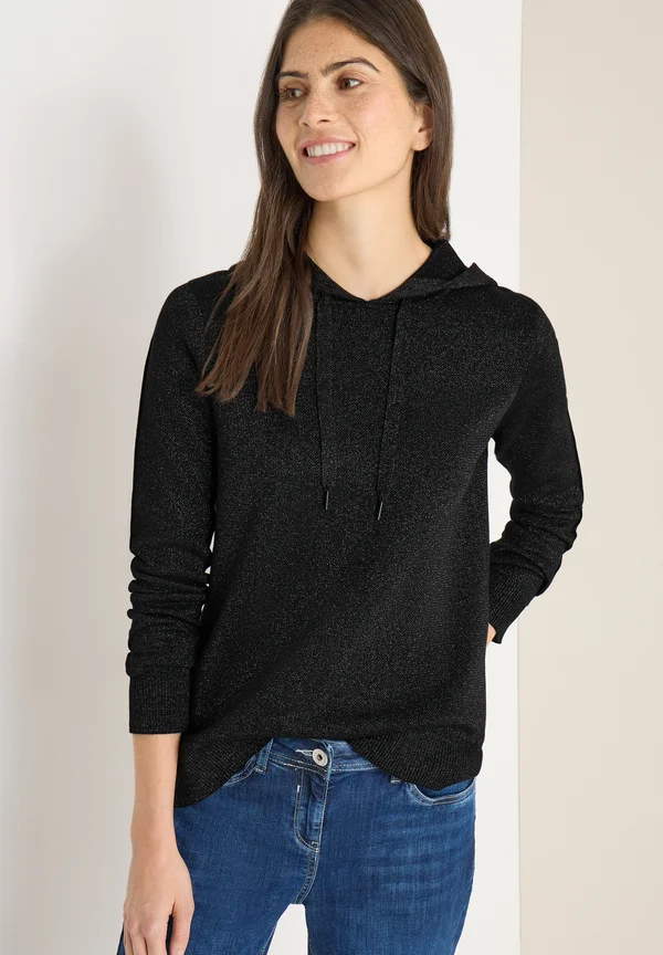 JACQUARD MIT GLITZER - Kapuzenpullover - schwarz