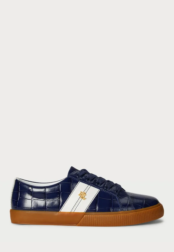 JANSON II CROC-EMBOSSED LEATHER SNEAKER - Sneaker low - refined navy/snow white