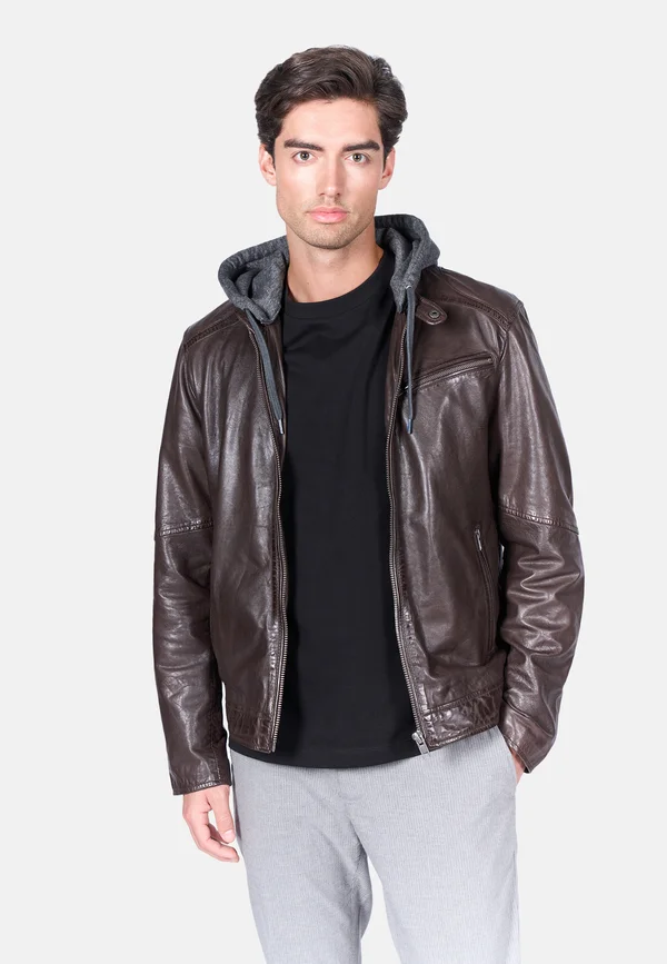 JARON - Lederjacke - mid brown