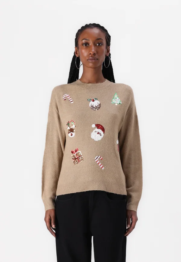 JDYCANDY X MAS O NECK - Strickpullover - silver mink