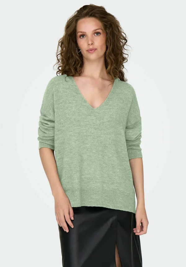JDYELANORA L/S V-NECK NOOS - Strickpullover - sea foam