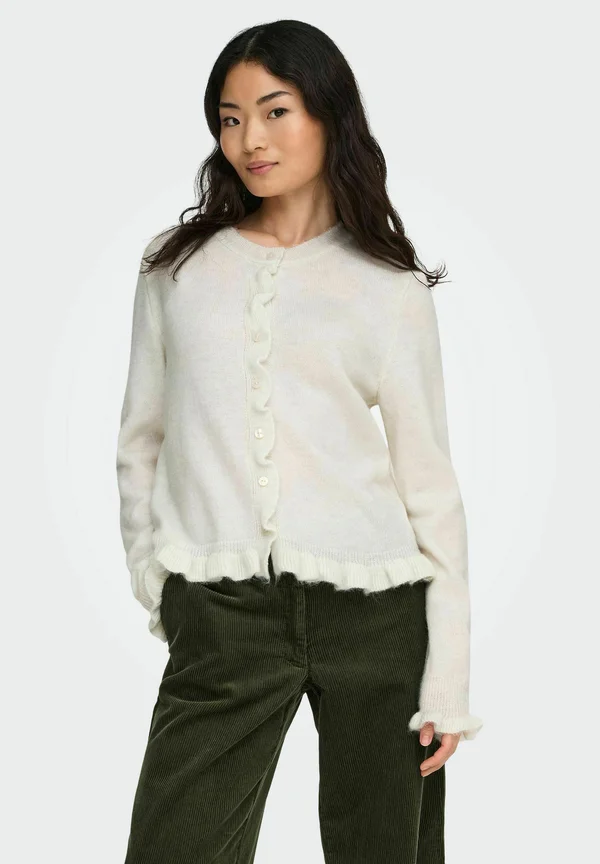 JDYLETTY LS ON FRILL NOOS - Strickjacke - cloud dancer